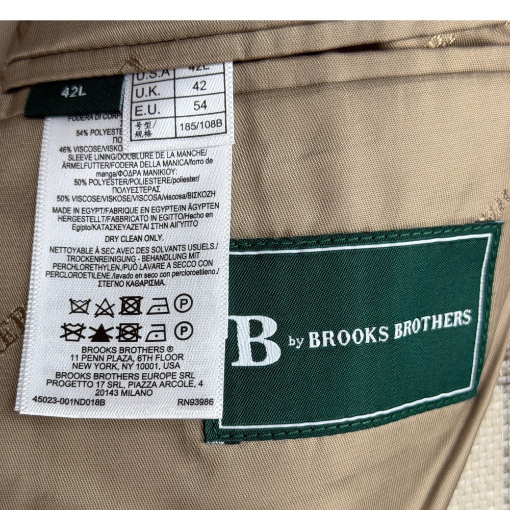 NEW Brooks Brothers Mens 42L LINEN Blend Blazer Coat Jacket Beige Unstructured - Picture 4 of 14